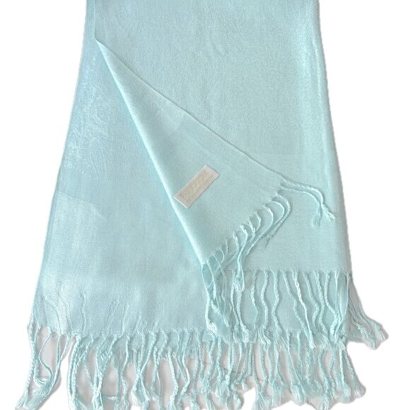 Women's Pale Blue Pashmina Wrap Beautiful Summer Shawl Spring Scarf EC - Picture 4 of 10